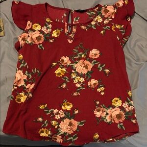 Floral Red Women's Top